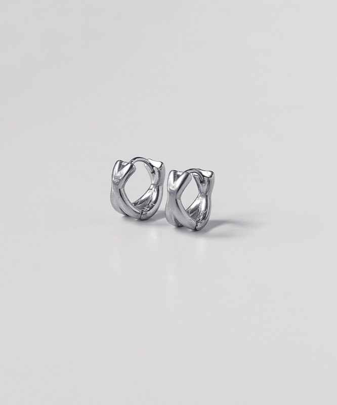 ASMAMA 1pair ツーラインクロスワンタッチピアス