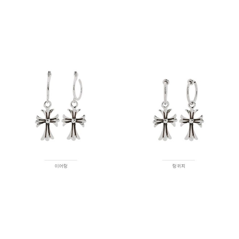 ASMAMA 1set ハートクロスリングピアス イヤリング
