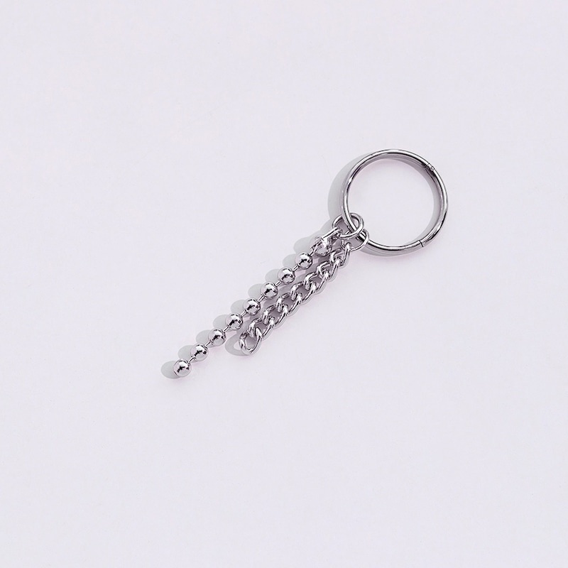 ASMAMA 片耳ピアス イヤリング ボールチェーン ボトムピアス