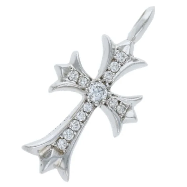 Chrome Hearts 18KWG タイニーファットクロス/パール チョーカー