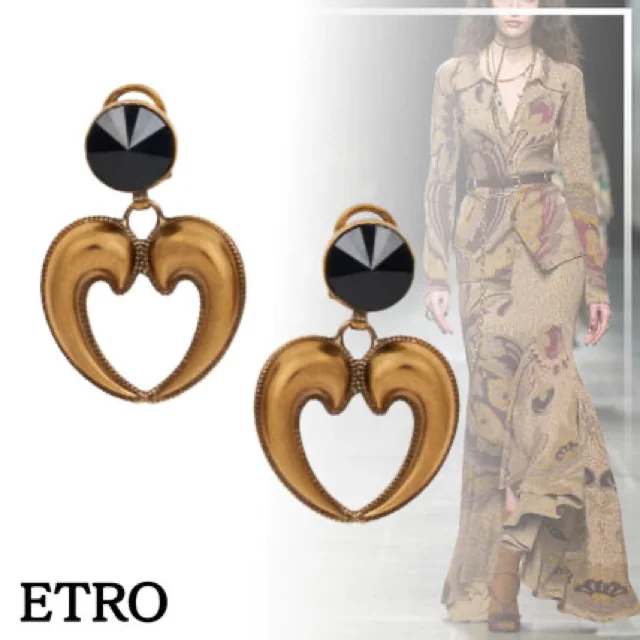 ETRO ペイズリーハート＆ラインストーン ネックレス