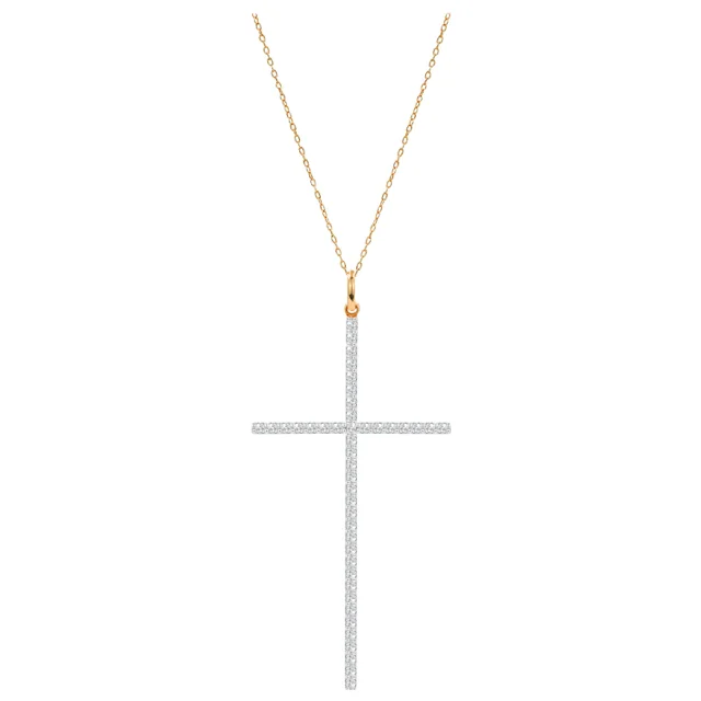 loin. diamond croix long necklace