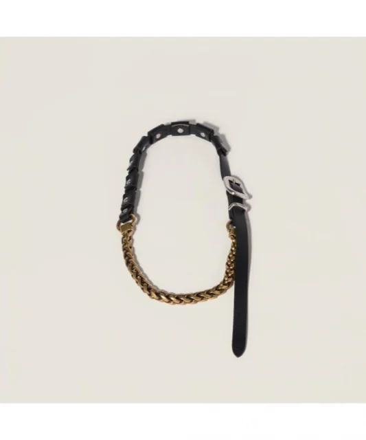 MIU MIU メタルxレザー ネックレス