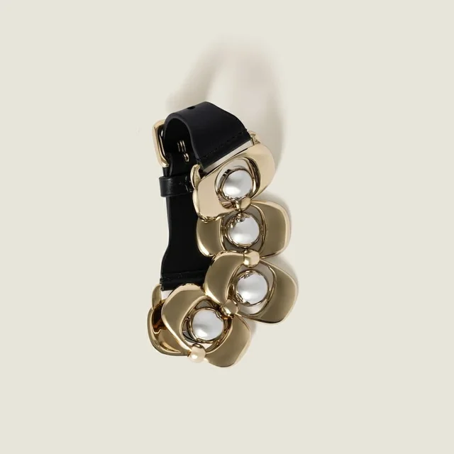 MIU MIU レザーxメタル ブレスレット