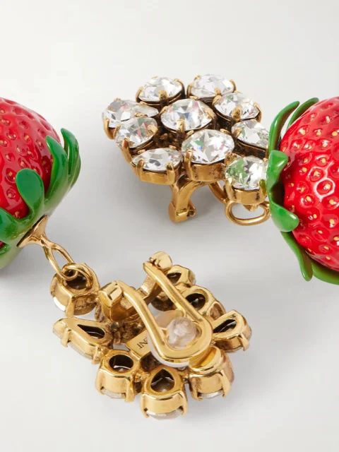 SAINT LAURENT crystal and resin clip earrings