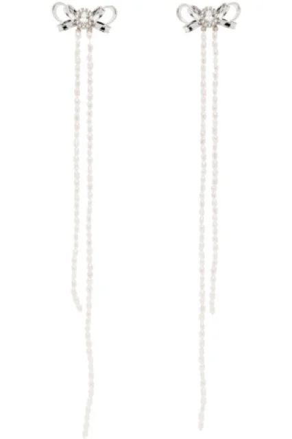 SHUSHU/TONG シルバーボウ ロングタッセルピアス