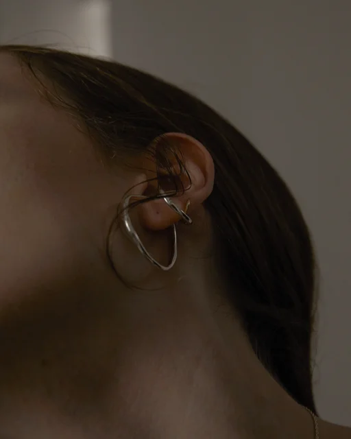 vebet raw big hoop double earcuff (ring) silver