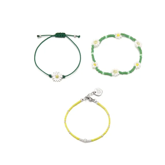 VINTAGE HOLLYWOOD 3set 人気 Make a Wish Bracelet Daisy 糸ブレスレット グリーン