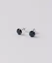 ASMAMA 1pair ブラックシルバーキュービックピアス