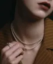 Berinda7 パールリボンシルバーネックレス