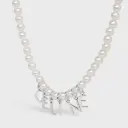 CELINE CELINE MONOCHROMS NECKLACE IN GLASS PEARLS AND BRASS WITH RHODIUM FINISH