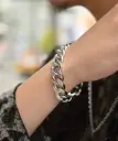 HEYHORANG ボールド タイノット スチールチェーン ブレスレット