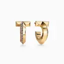 Tiffany & Co. T ワン オープン フープ ピアス ゴールドにダイヤモンドをセッティング